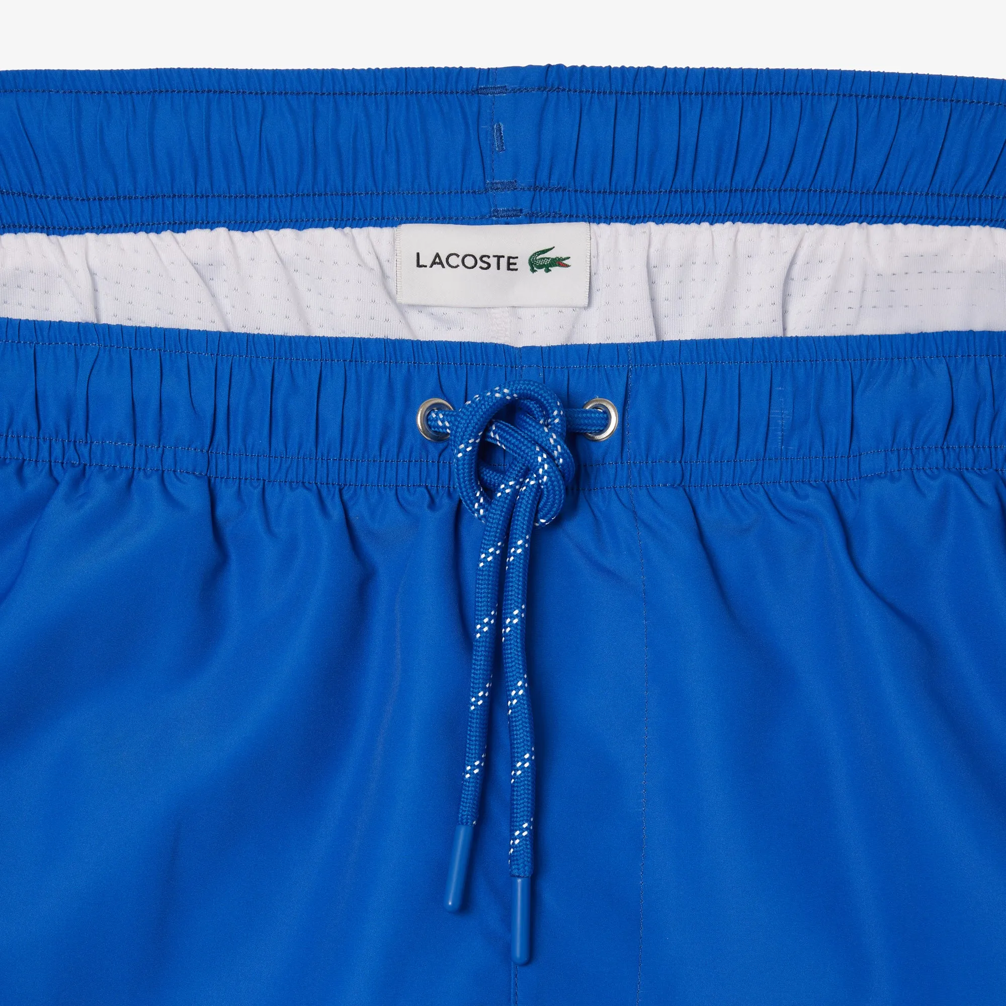 Long Lacoste Print Swim Trunks