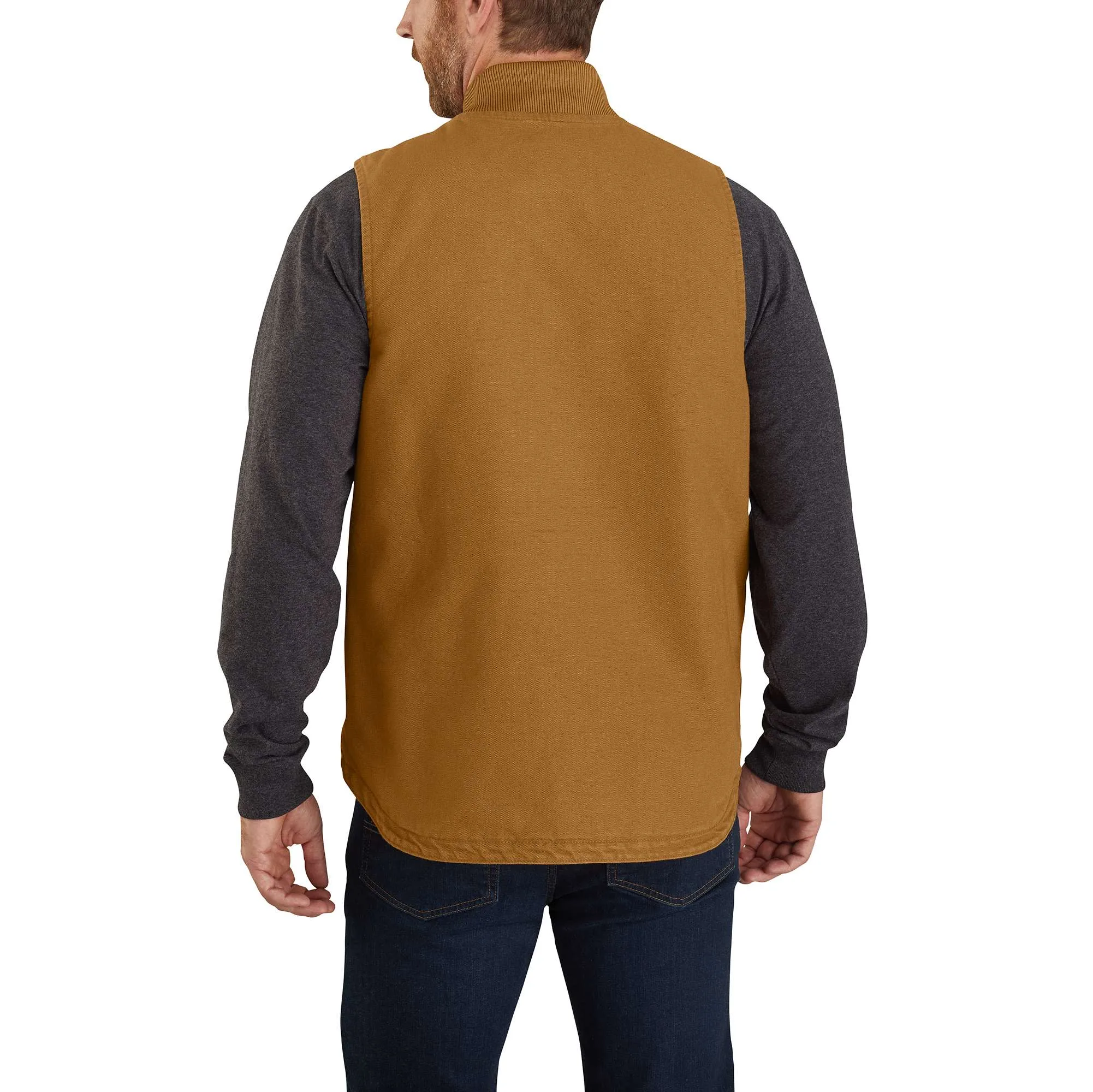 Loose Fit Washed Duck Insulated Rib Collar Vest