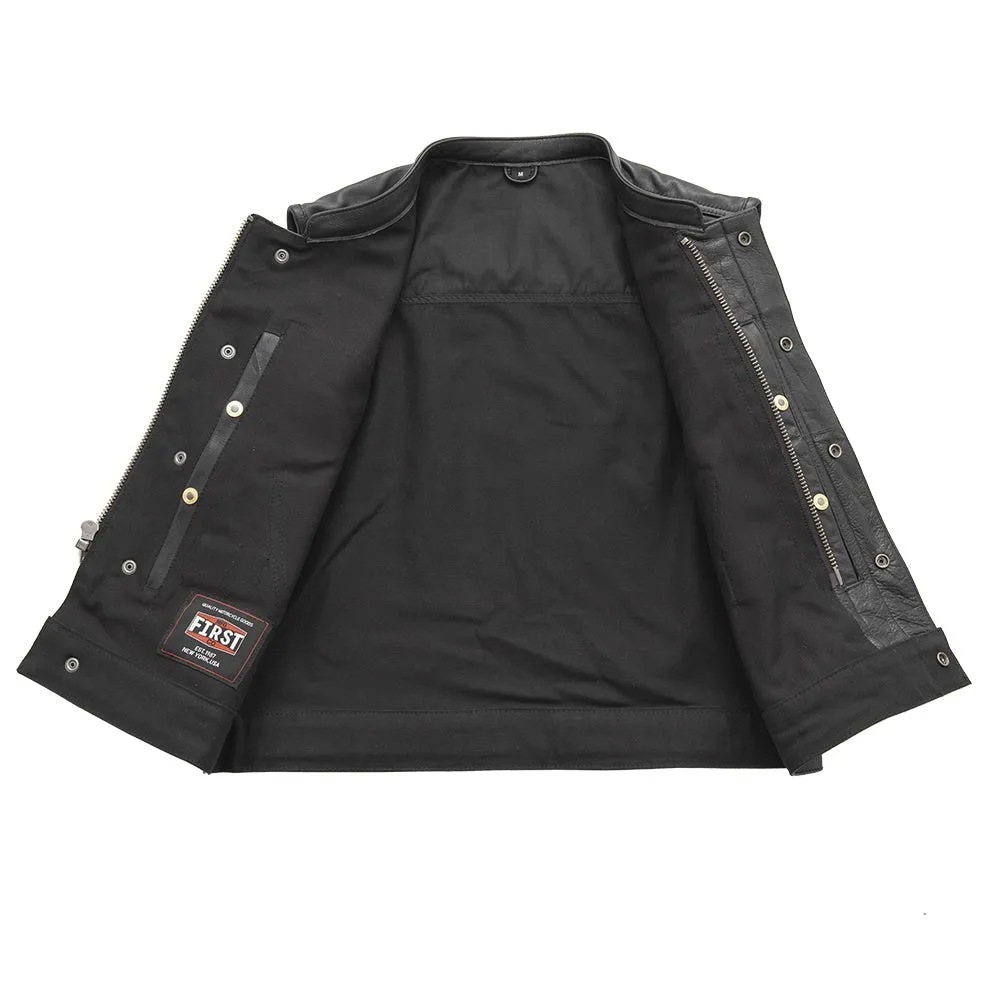 Lowrider Men's Motorcycle Leather/Twill Vest