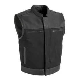 Lowrider Men's Motorcycle Leather/Twill Vest