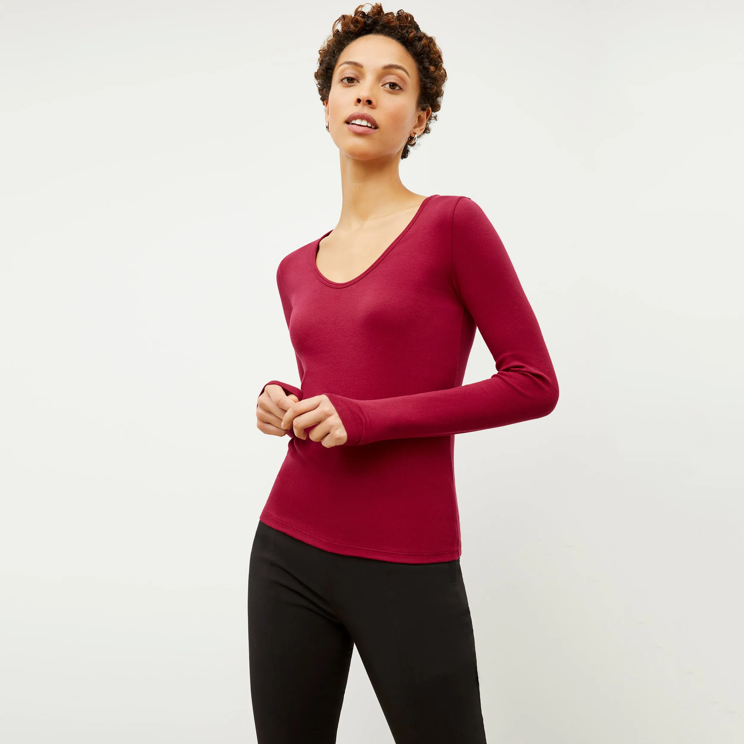 Marcia T-Shirt - Ribbed Pima Cotton :: Fuchsia