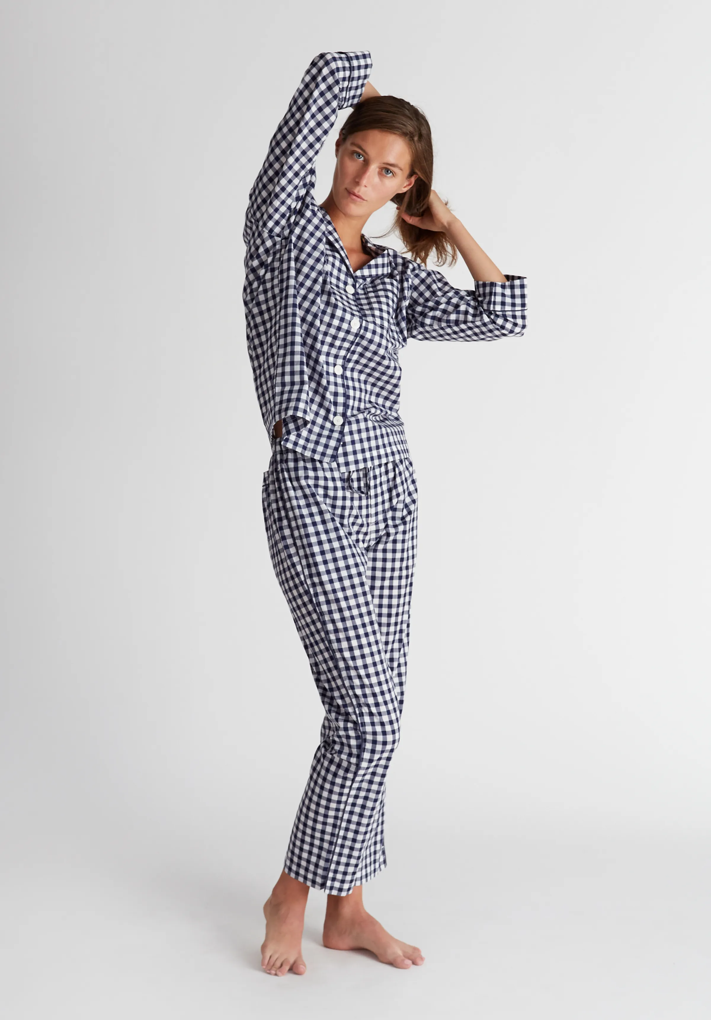 Marina Pajama Set in Large Navy Gingham