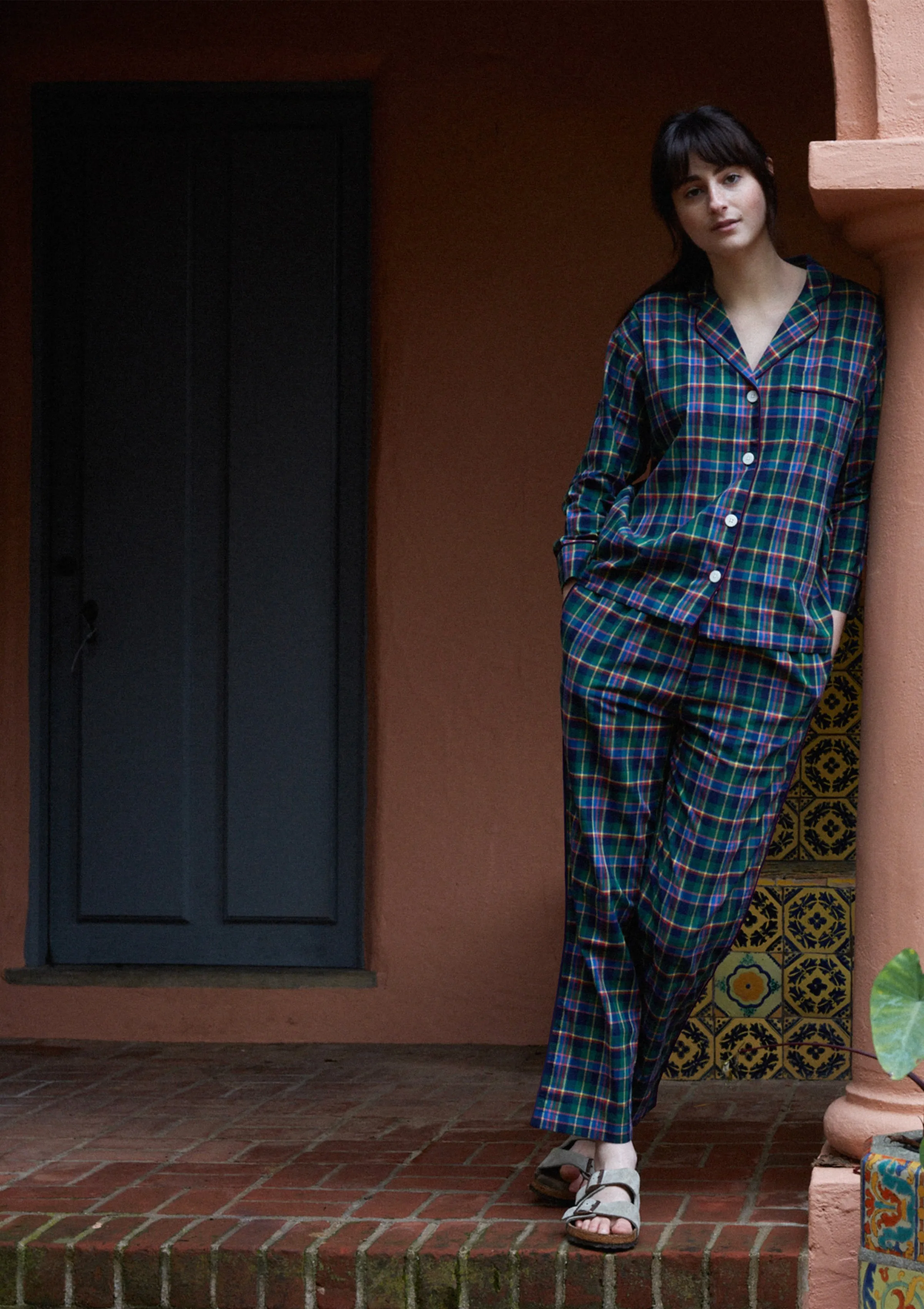 Marina Pajama Set in Multi Madras Plaid