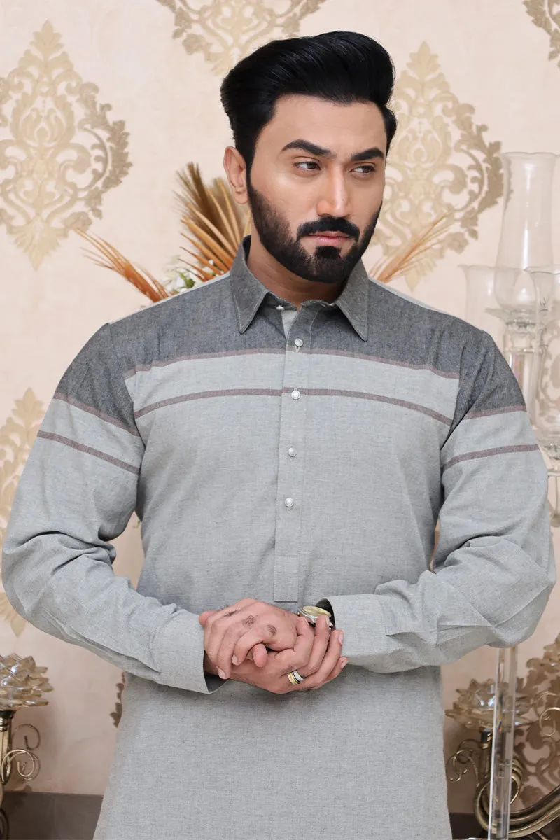 Men Khaddar Kameez Shalwar Grey