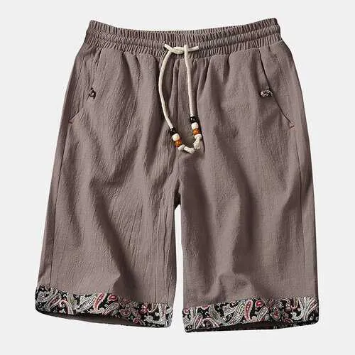 Mens Chinese Style Cotton Linen Vintage Baggy Shorts