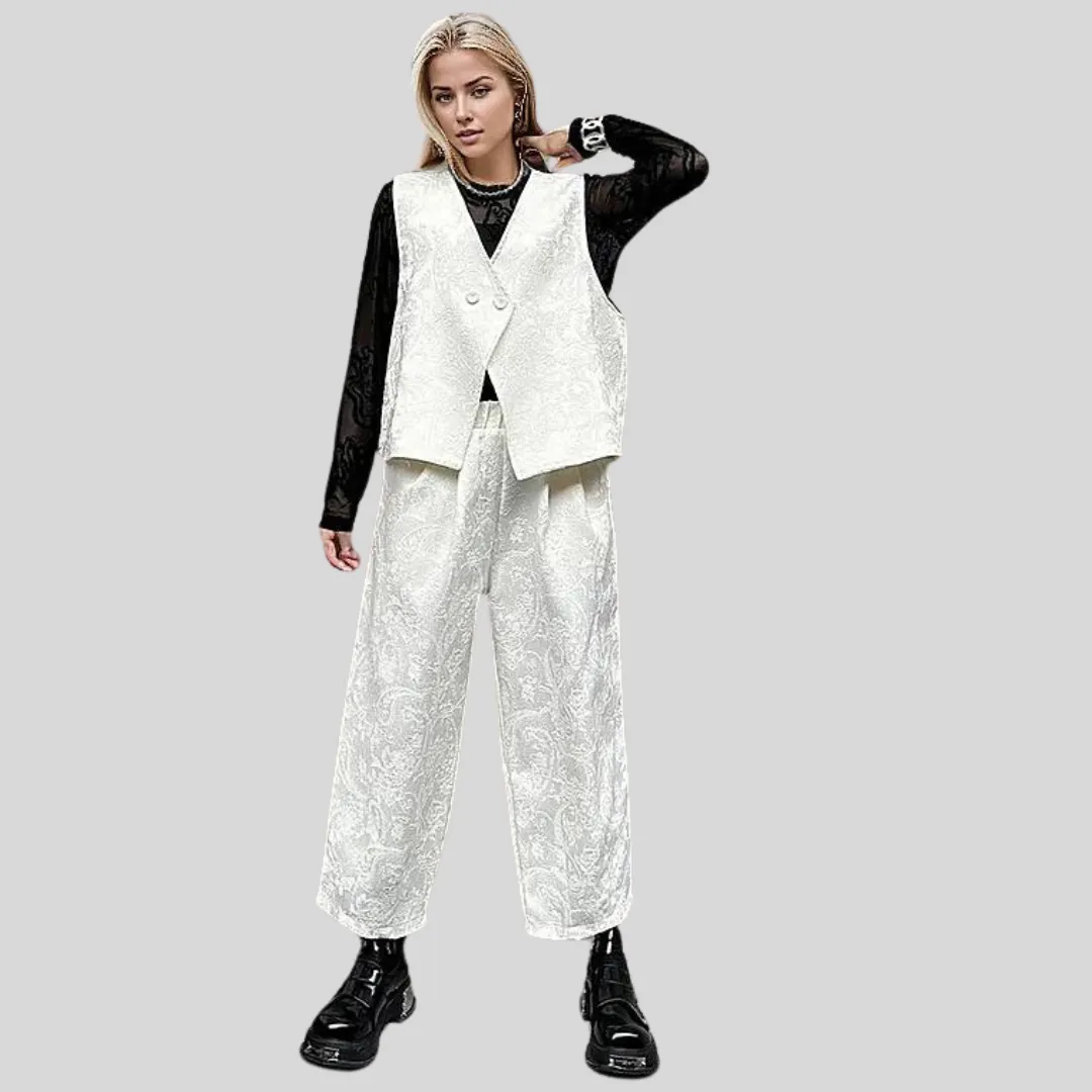 Miss Office Punk Ivory Brocade Trousers and Vest Set