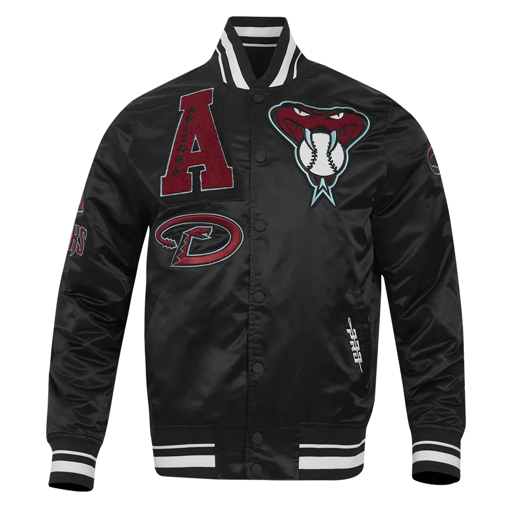 MLB ARIZONA DIAMONDBACKS MASHUP MEN'S RIB SATIN JACKET (BLACK)