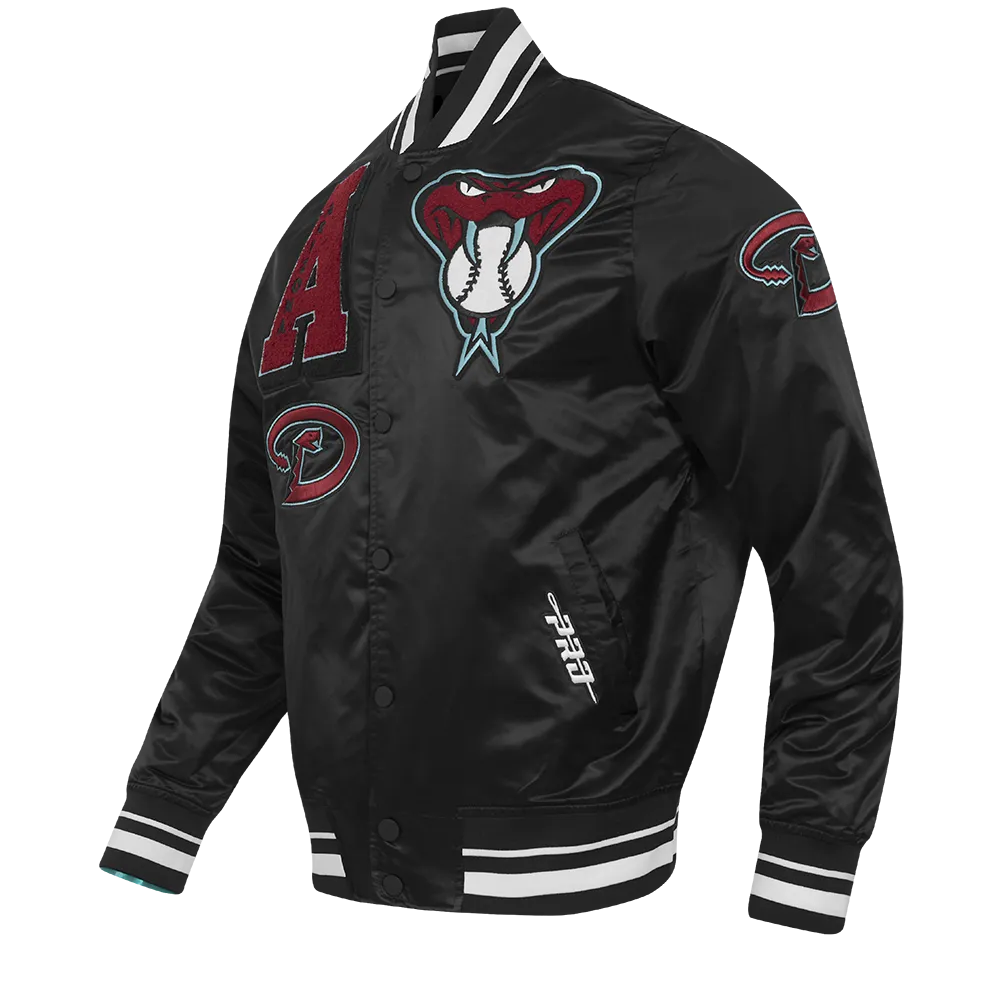 MLB ARIZONA DIAMONDBACKS MASHUP MEN'S RIB SATIN JACKET (BLACK)