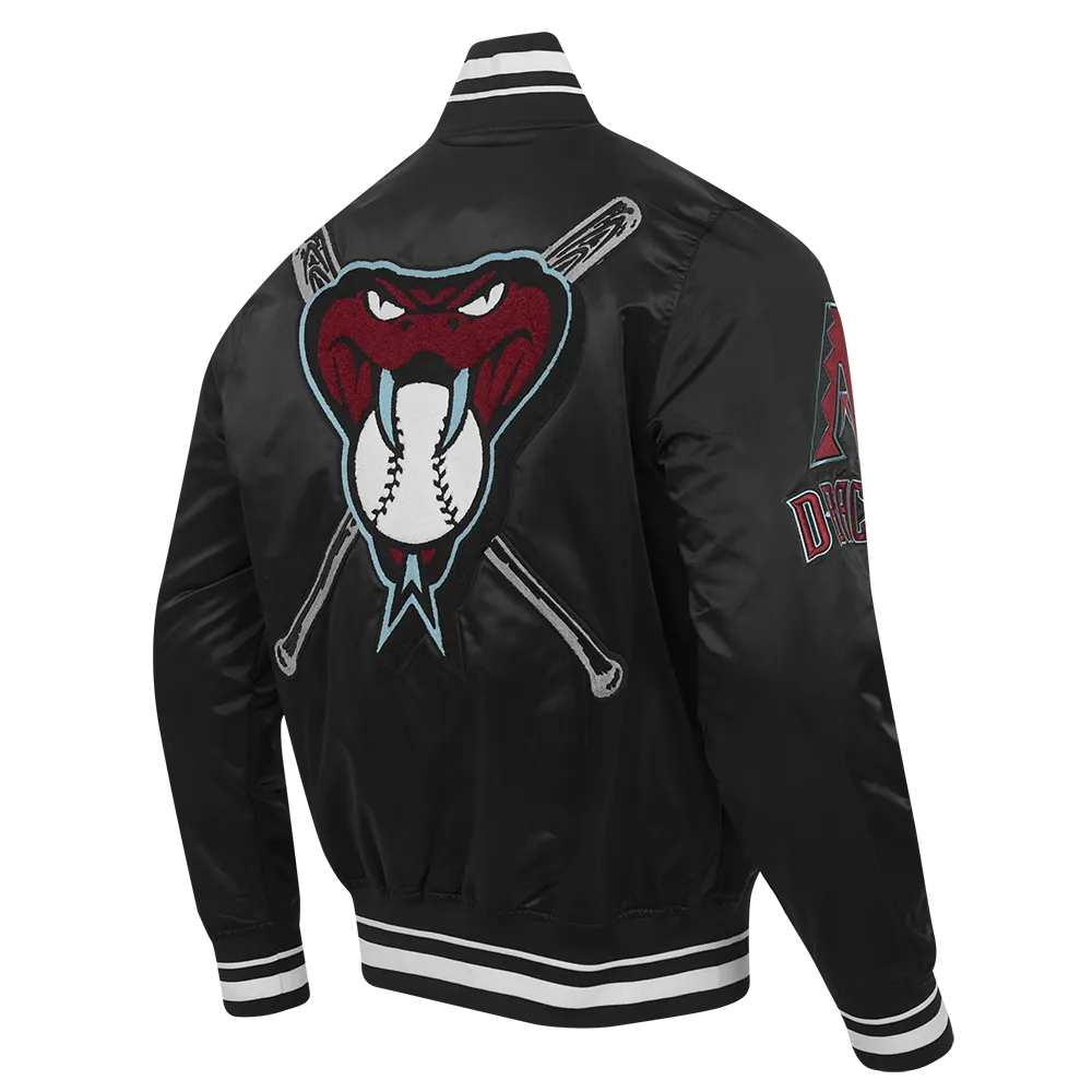 MLB ARIZONA DIAMONDBACKS MASHUP MEN'S RIB SATIN JACKET (BLACK)