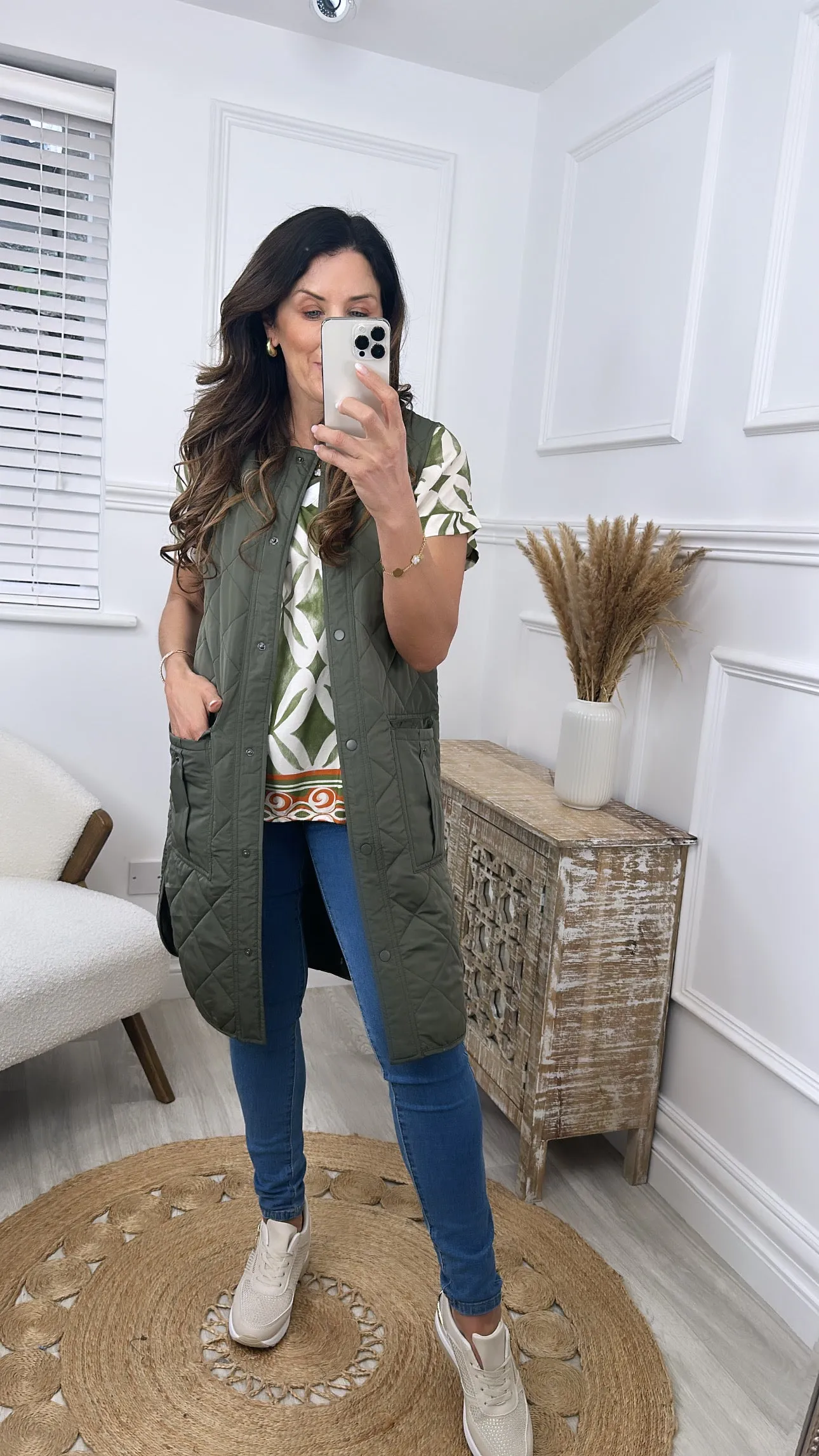 Nola Khaki Quilted Gilet