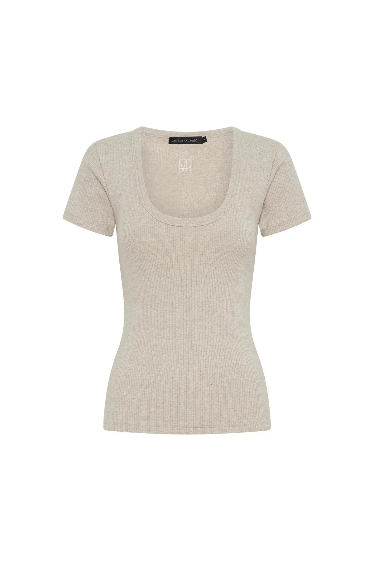 Nora Scoop Fitted Tee - Taupe Marle