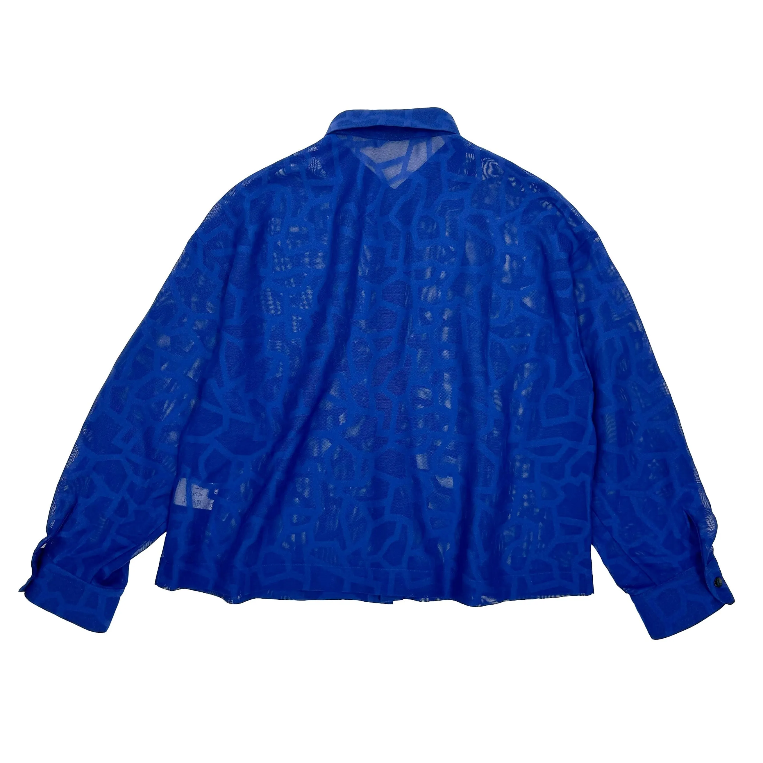 NUNO Sheer Silk Blouse: "Tsubo" (Blue, Medium/Large)