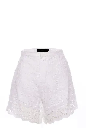 Palma White Eyelet Cotton Shorts