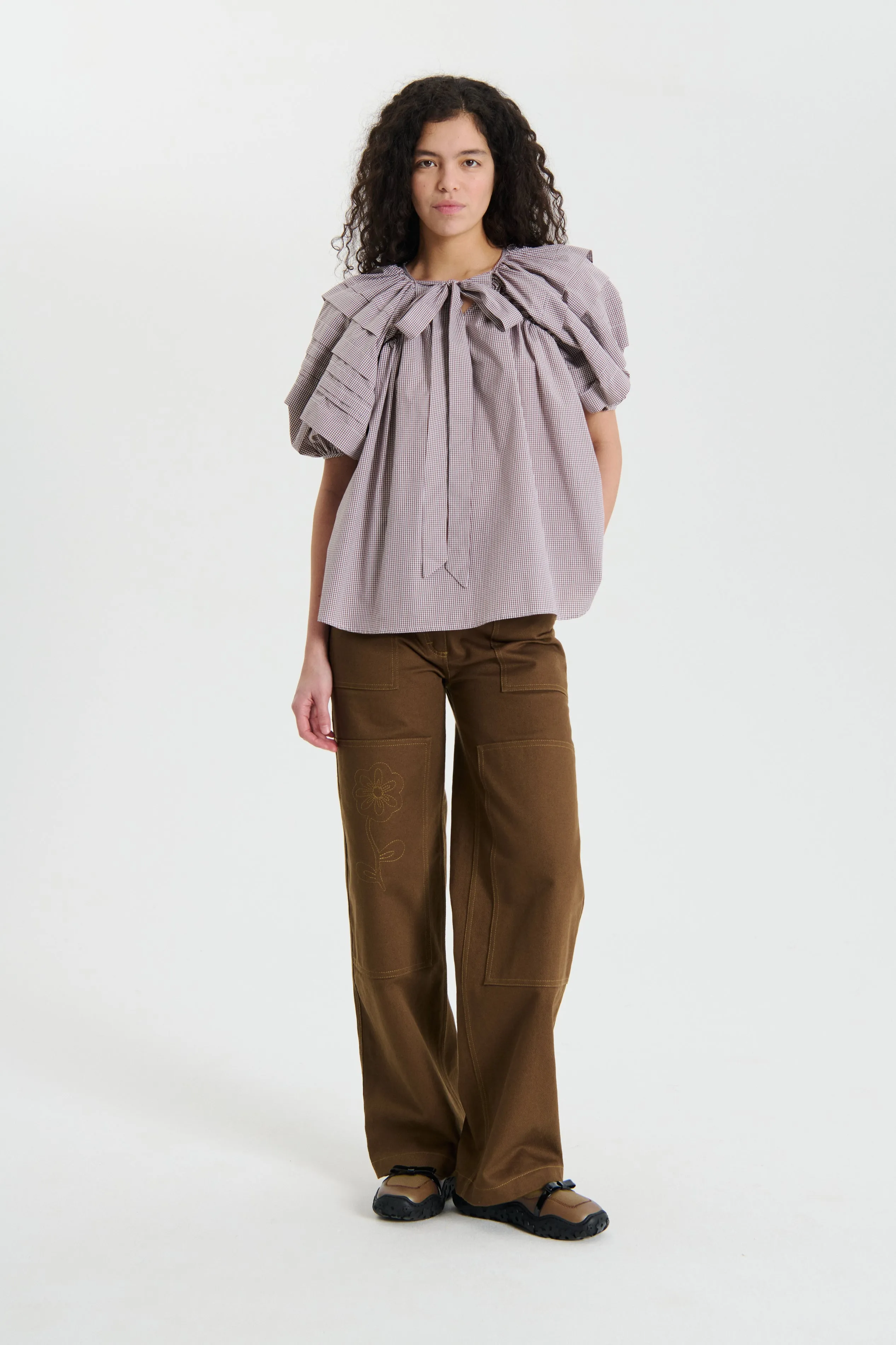 PALOMA | TOP GINGHAM COTTON BROWN / WHITE