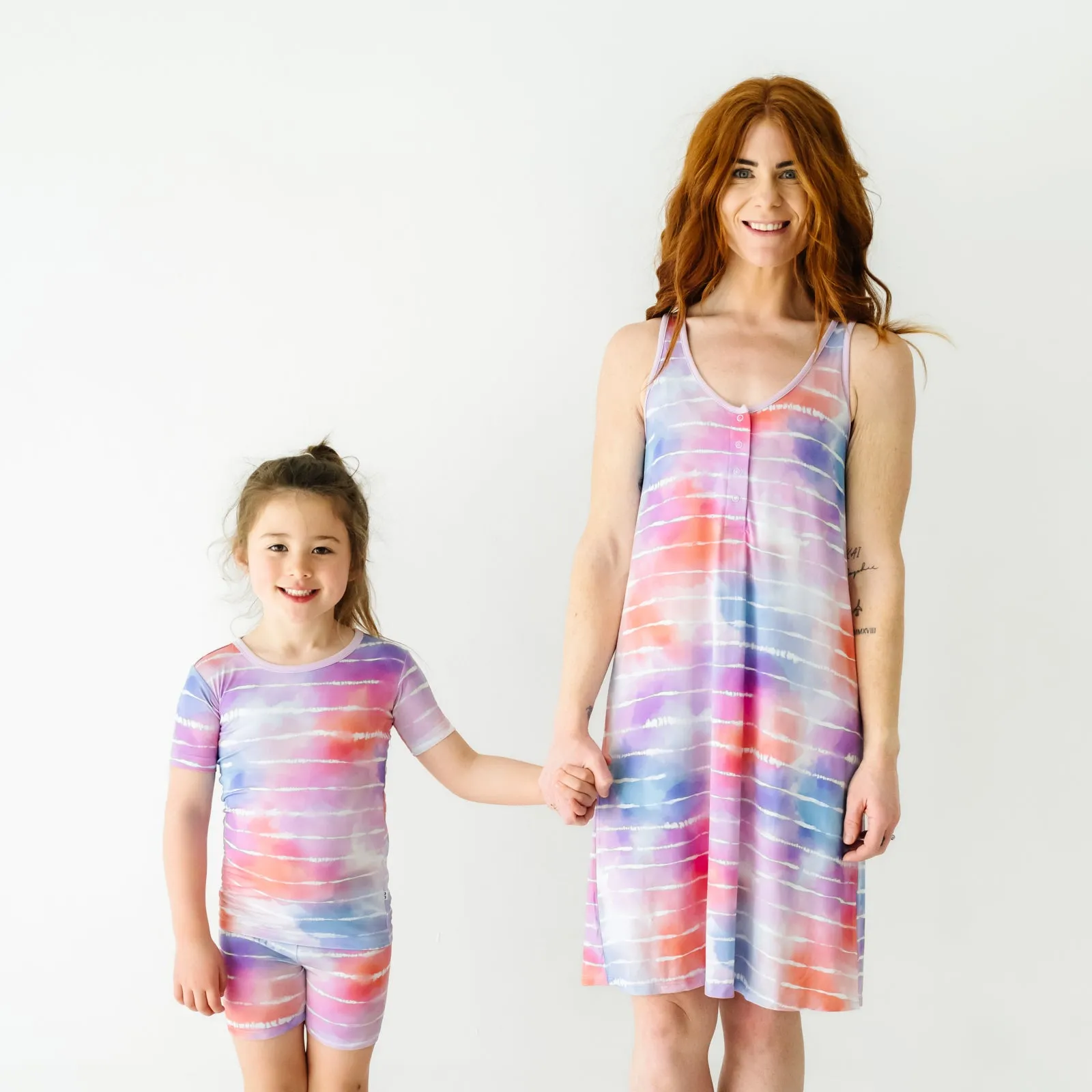 Pastel Tie Dye Dreams Two-Piece Short Sleeve & Shorts Pajama Set