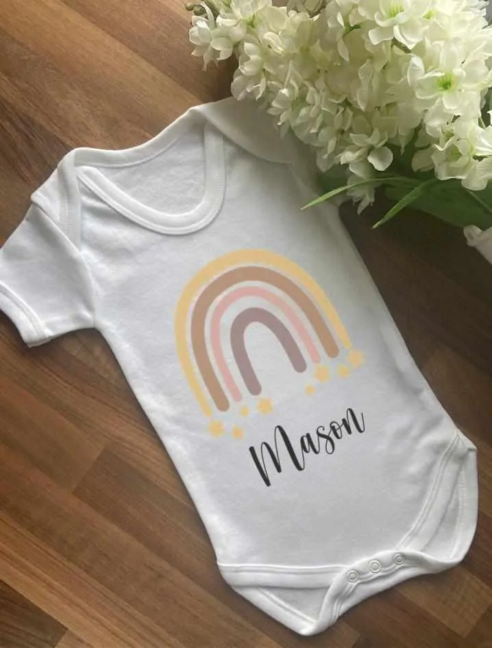 Personalised Gold Rainbow Baby Vest