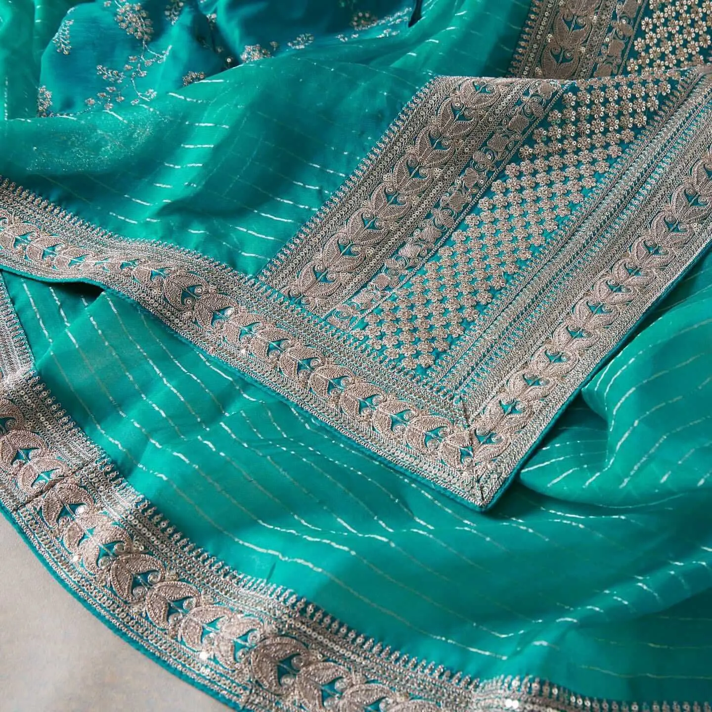 pine-green-zardosi-embroidered-organza-saree