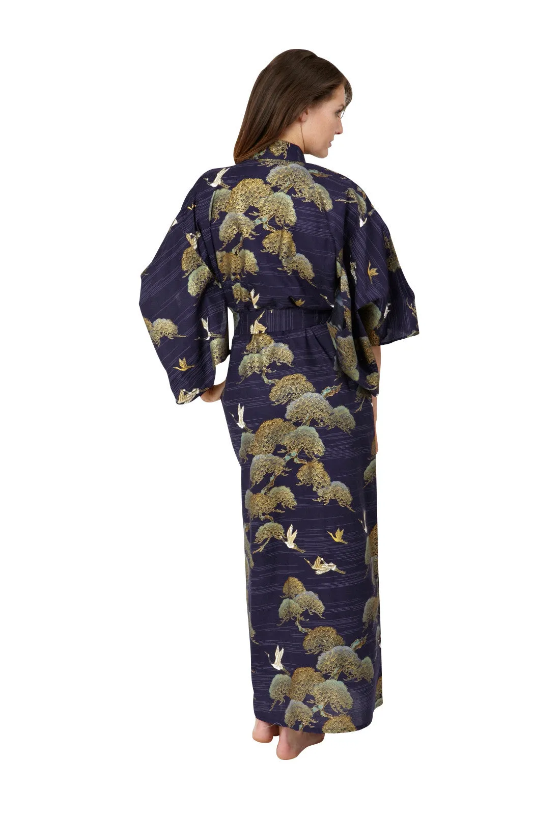 Pines & Cranes Womens Plus Size Cotton Kimono Robe