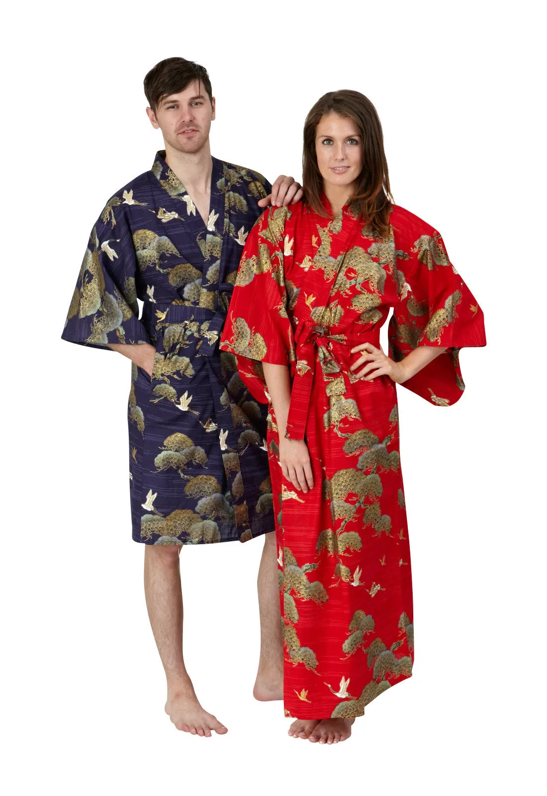 Pines & Cranes Womens Plus Size Cotton Kimono Robe