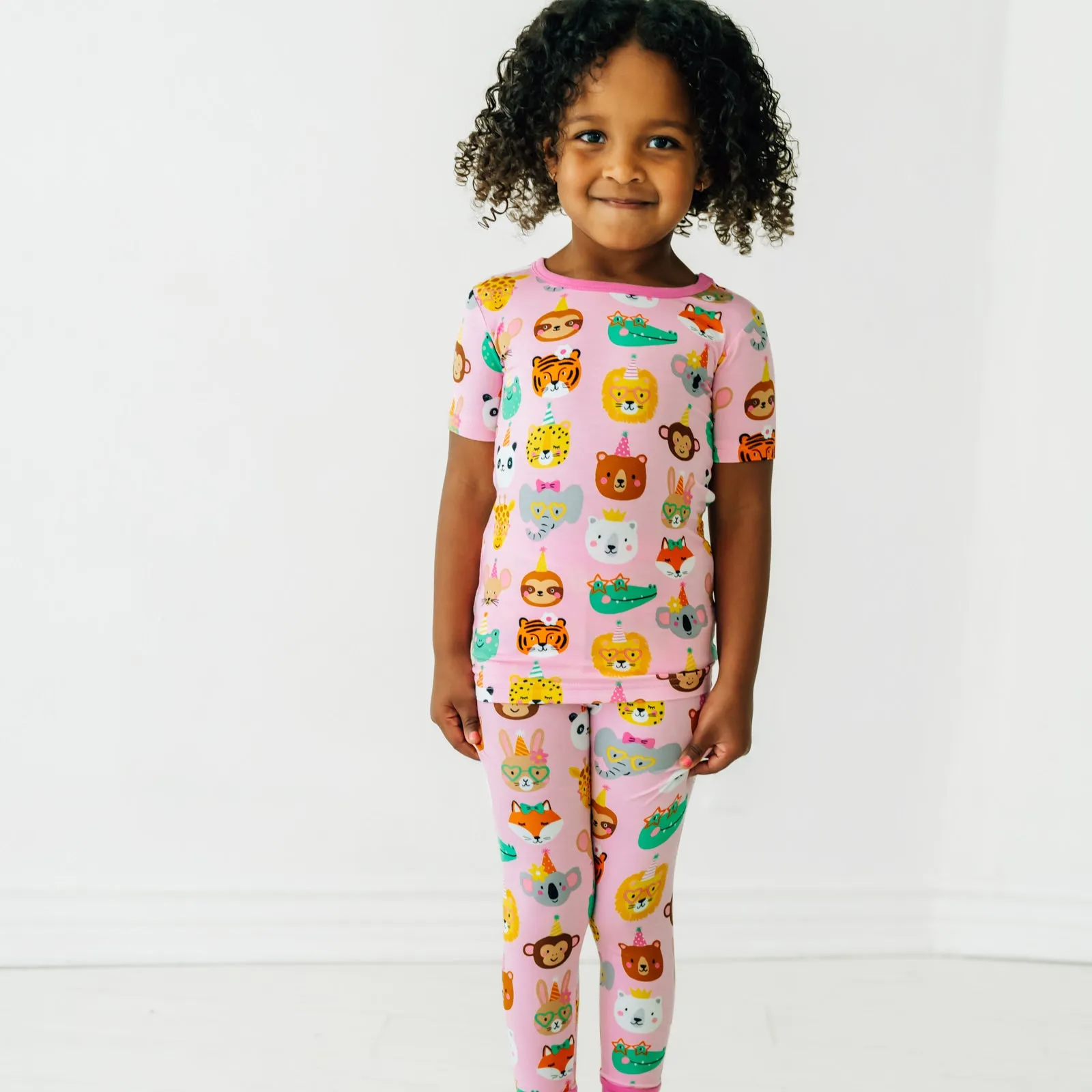 Pink Party Pals Two-Piece Short Sleeve Pajama Set