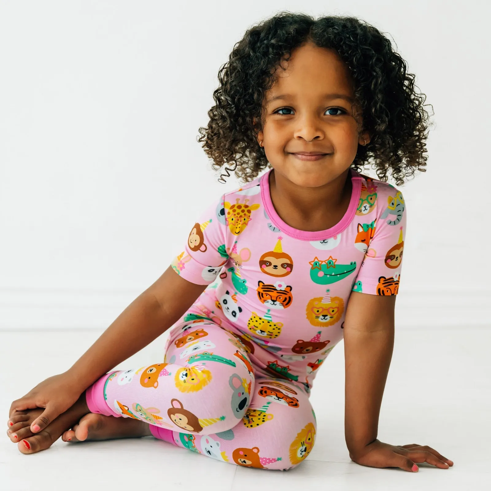 Pink Party Pals Two-Piece Short Sleeve Pajama Set