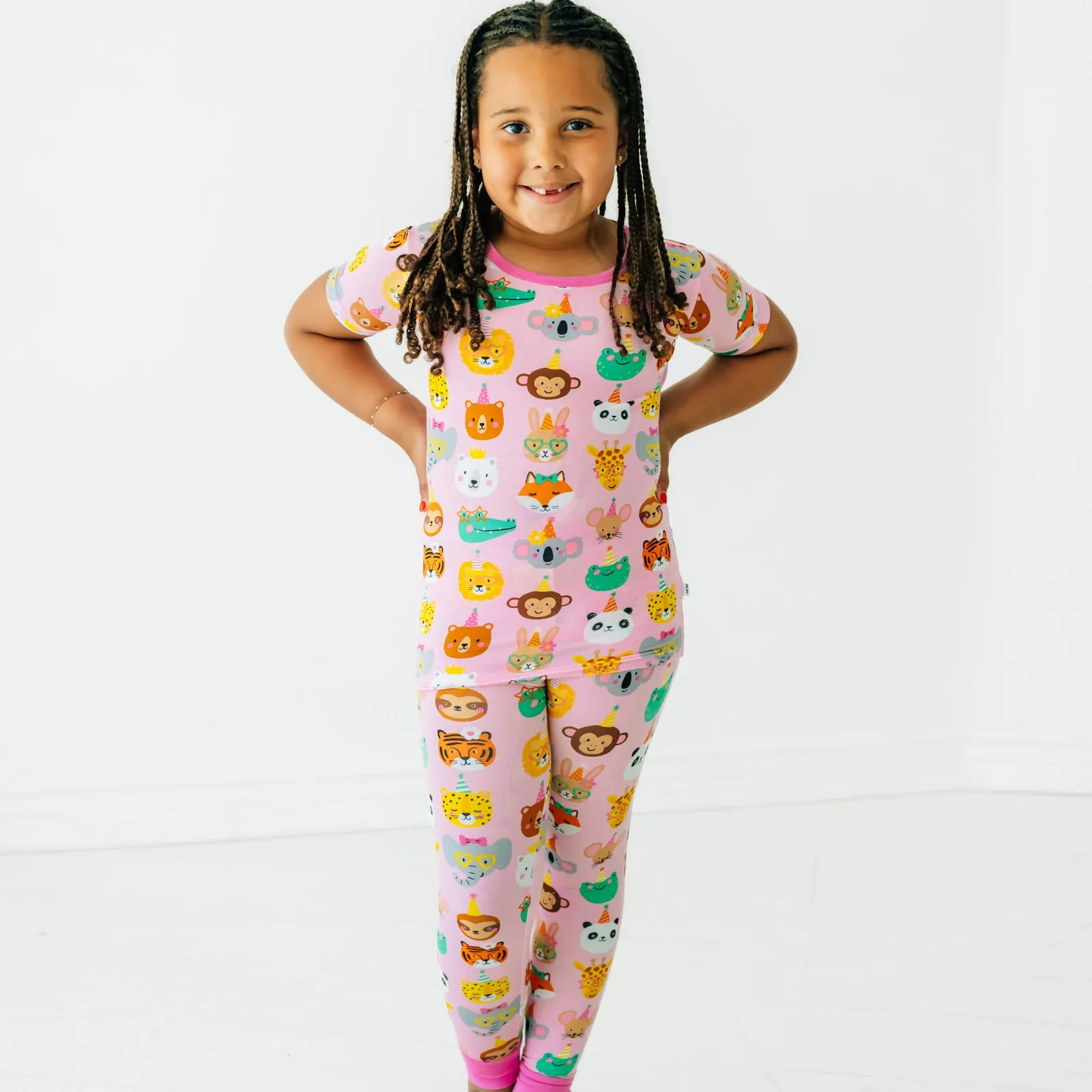 Pink Party Pals Two-Piece Short Sleeve Pajama Set