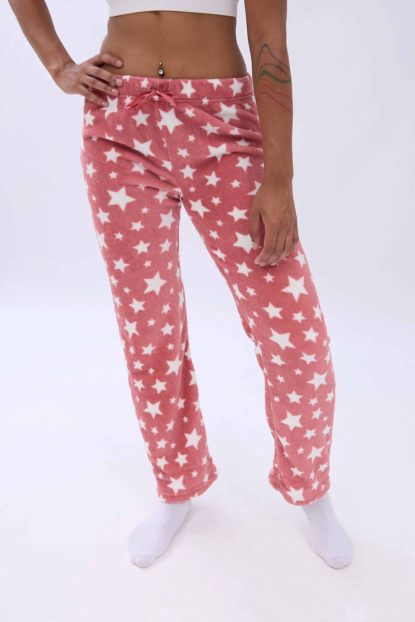 Printed Plush Pajama Pants