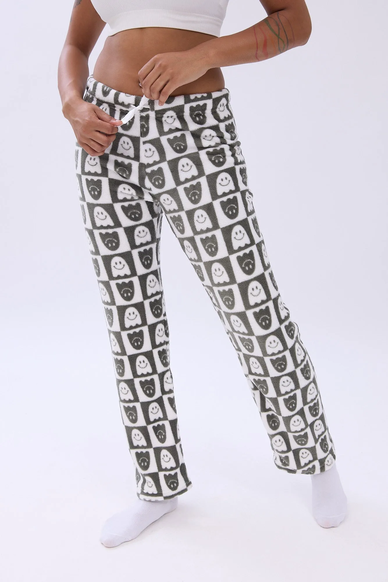 Printed Plush Pajama Pants