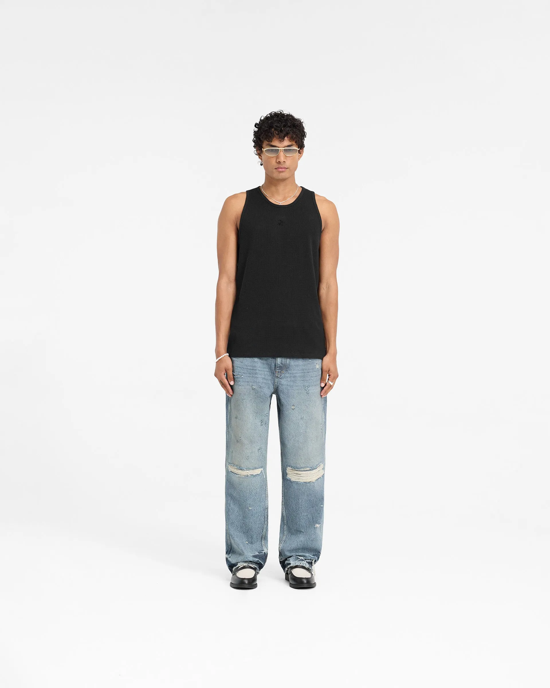 Represent X Duke   Dexter Ribbed Vest - Black