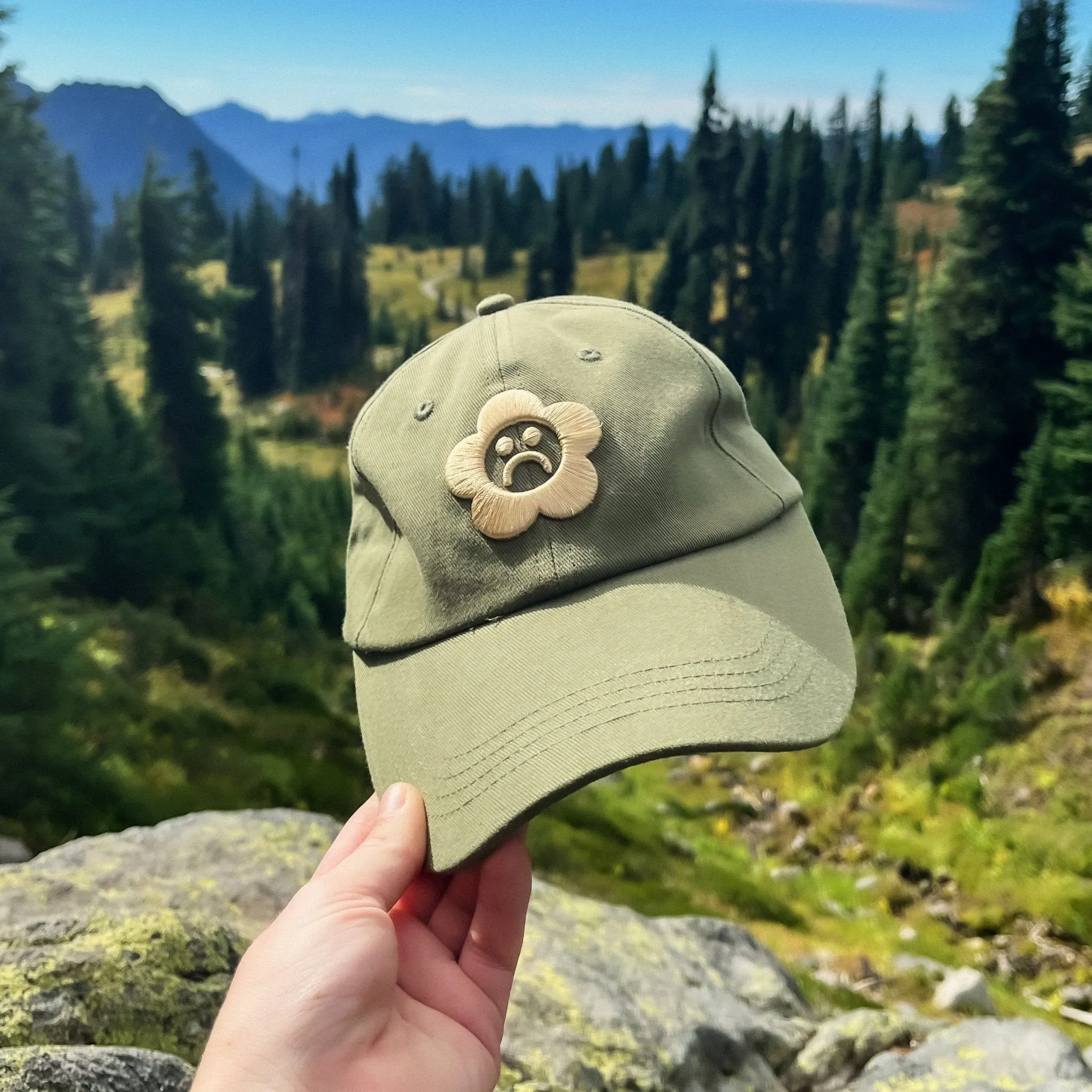 Sad Flower Olive Dad Hat