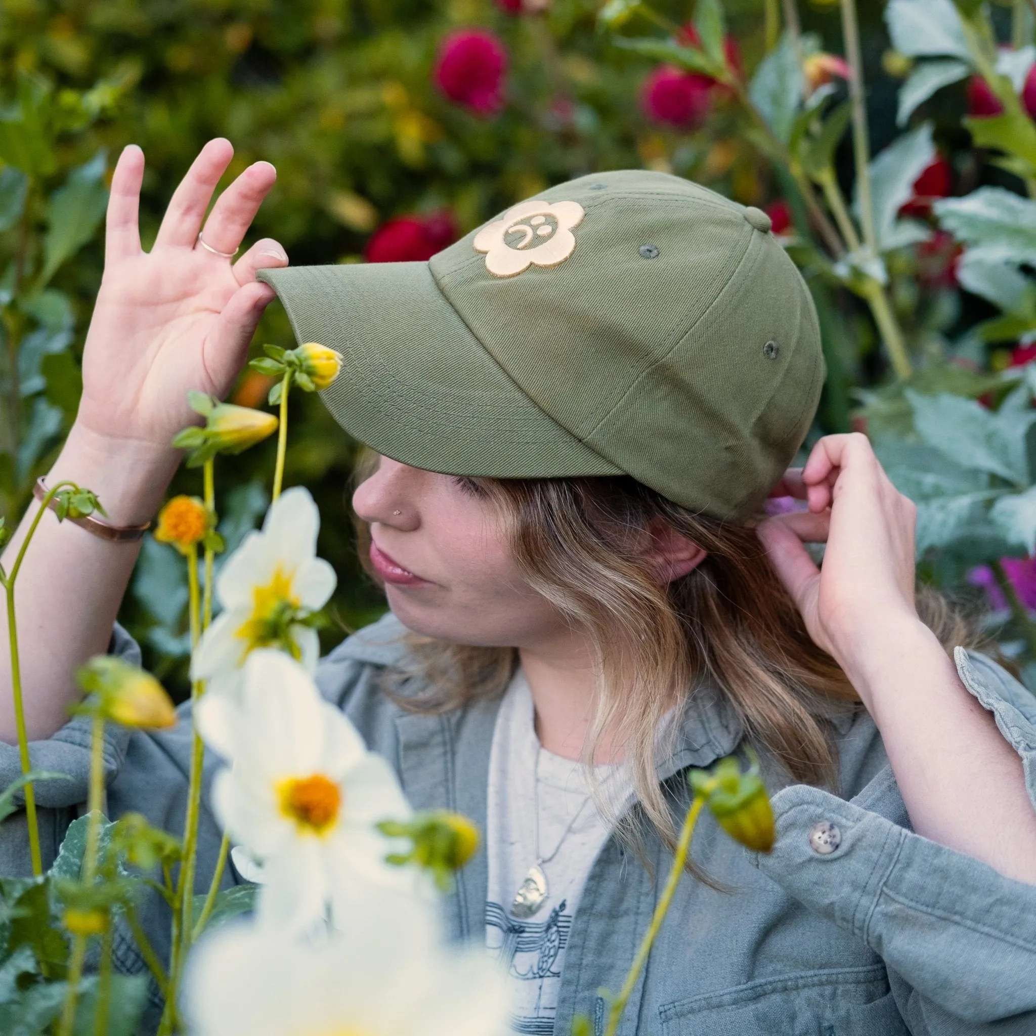 Sad Flower Olive Dad Hat