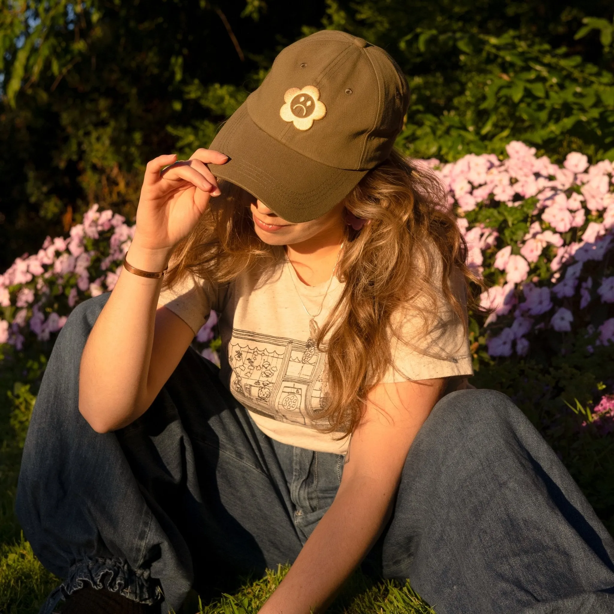 Sad Flower Olive Dad Hat