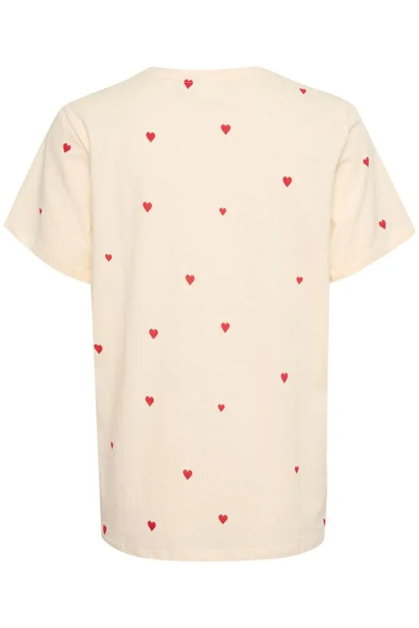 Saint Tropez Heart T-Shirt Red Ivory