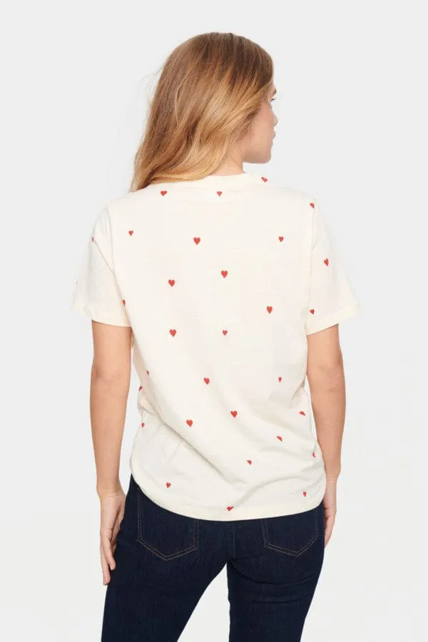 Saint Tropez Heart T-Shirt Red Ivory