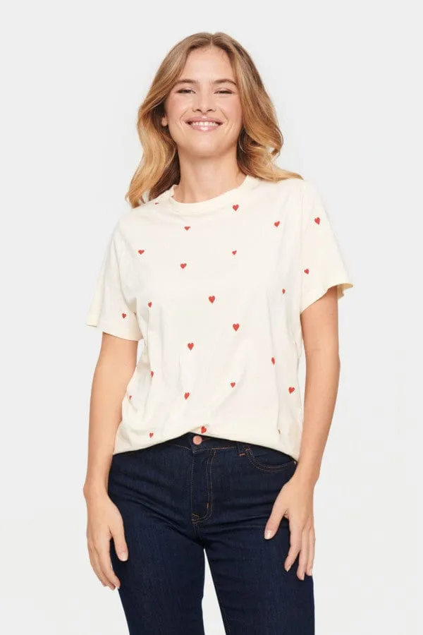 Saint Tropez Heart T-Shirt Red Ivory