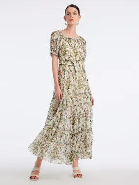 Silk Floral Print Maxi Dress