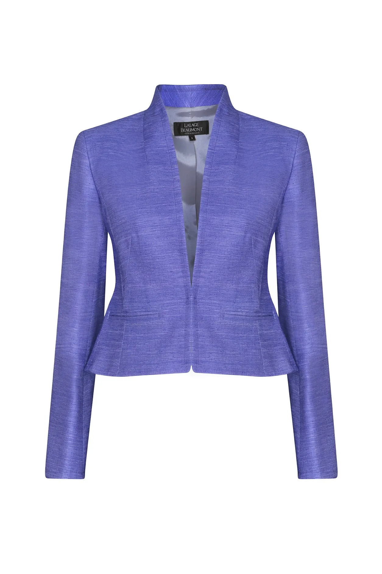 Silk Jacket with Fitted Waist in Jacaranda Raw Silk - Margo