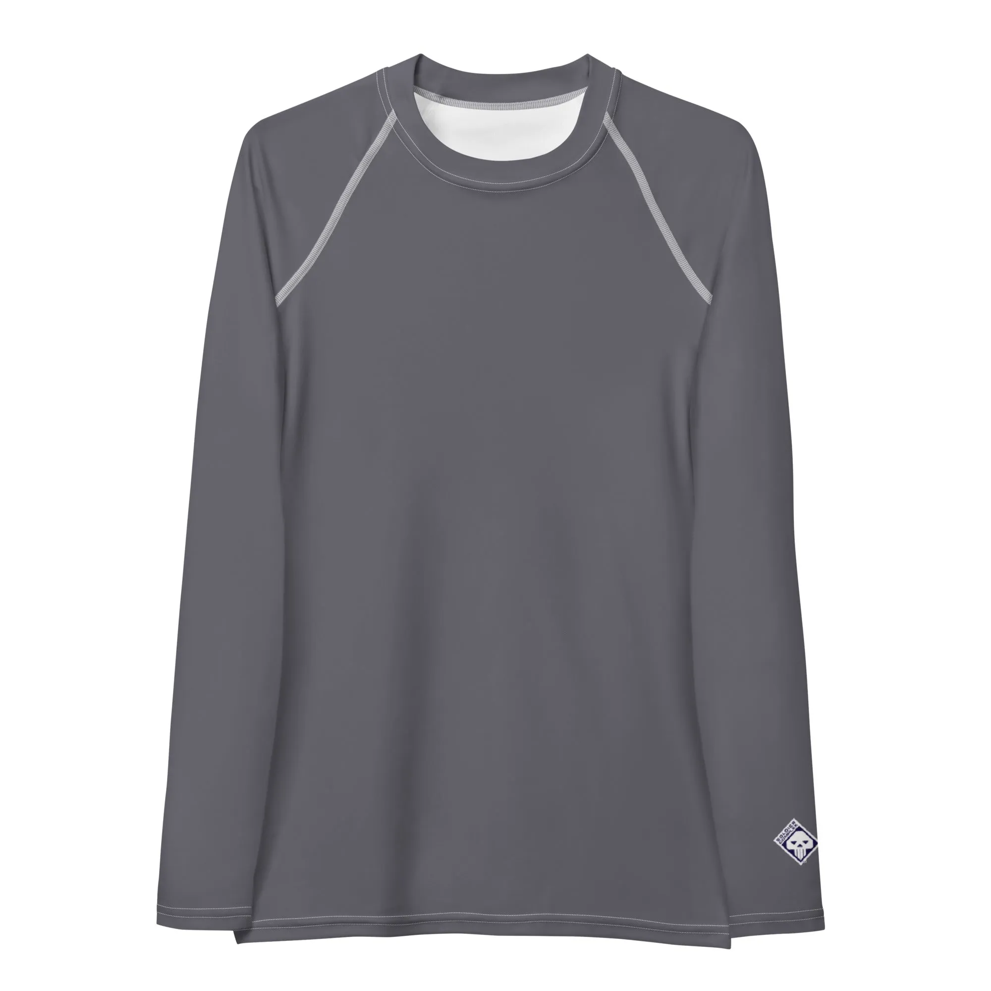 Sleek Sophistication: Women's Solid Color Long Sleeve Rash Guard - Charcoal