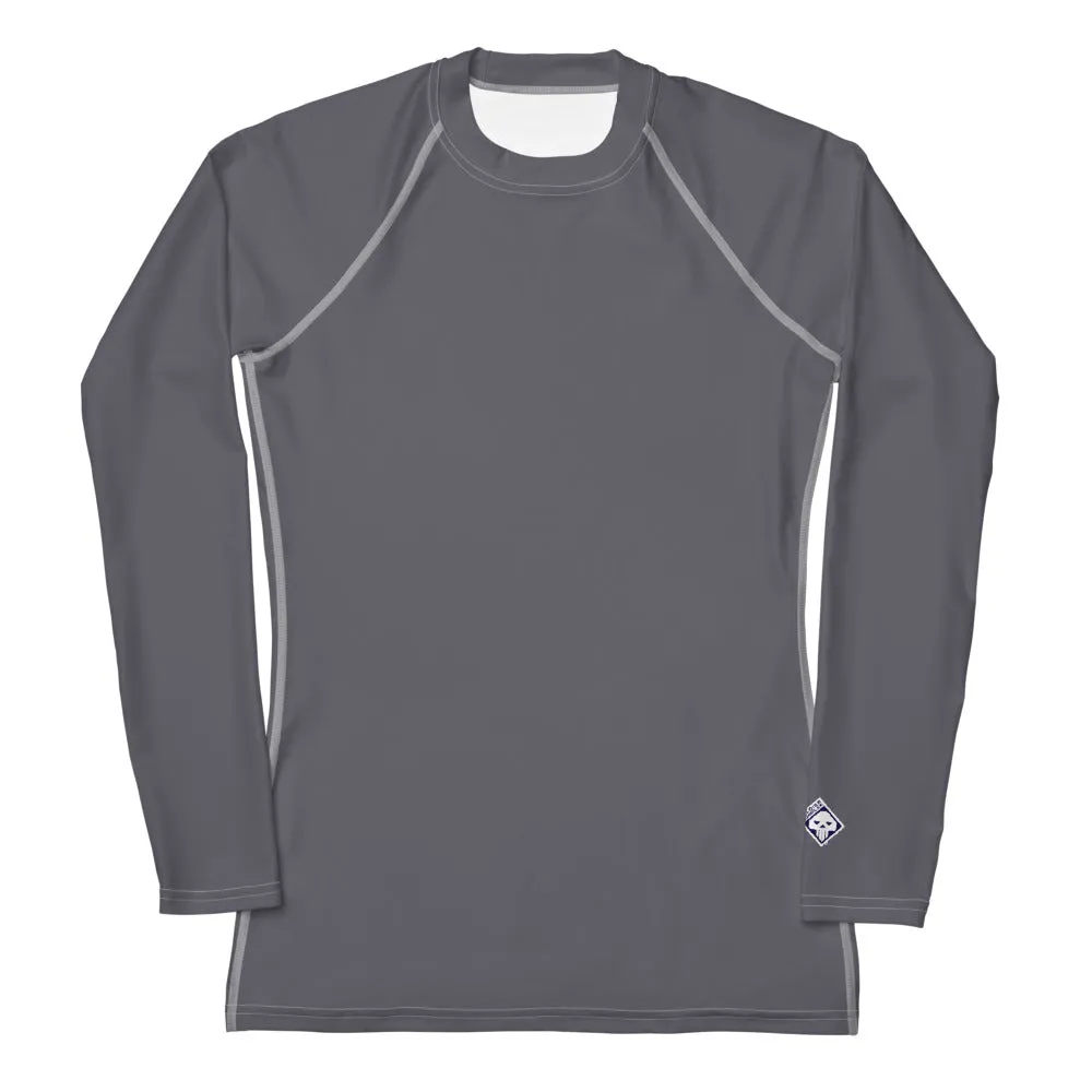 Sleek Sophistication: Women's Solid Color Long Sleeve Rash Guard - Charcoal