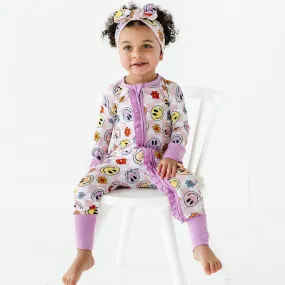 Smiley Daze Convertible Footies with Ruffle