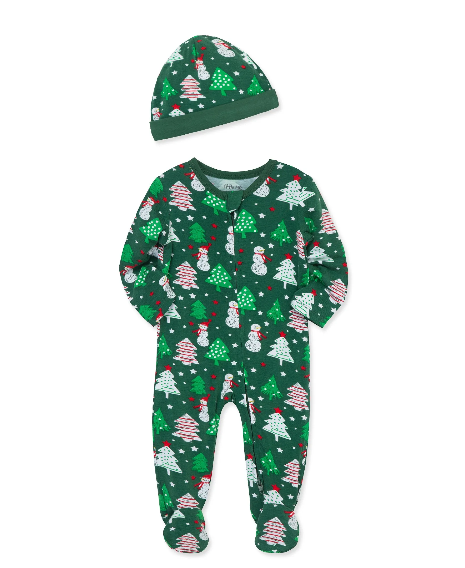 Snowman Bamboo 2-Way-Zip Footie & Hat (NB-9M)