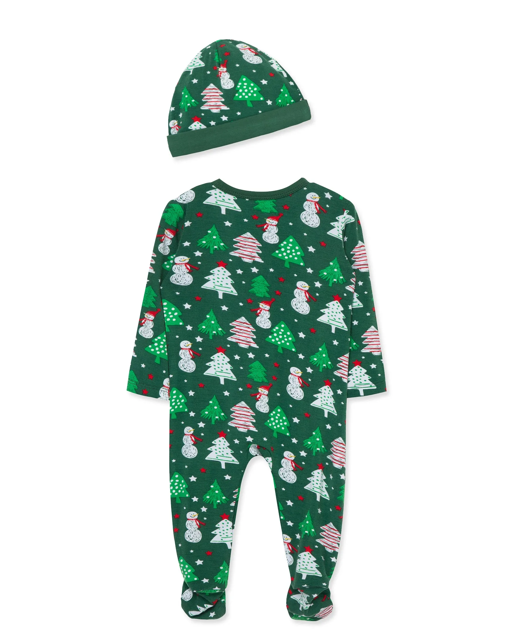 Snowman Bamboo 2-Way-Zip Footie & Hat (NB-9M)