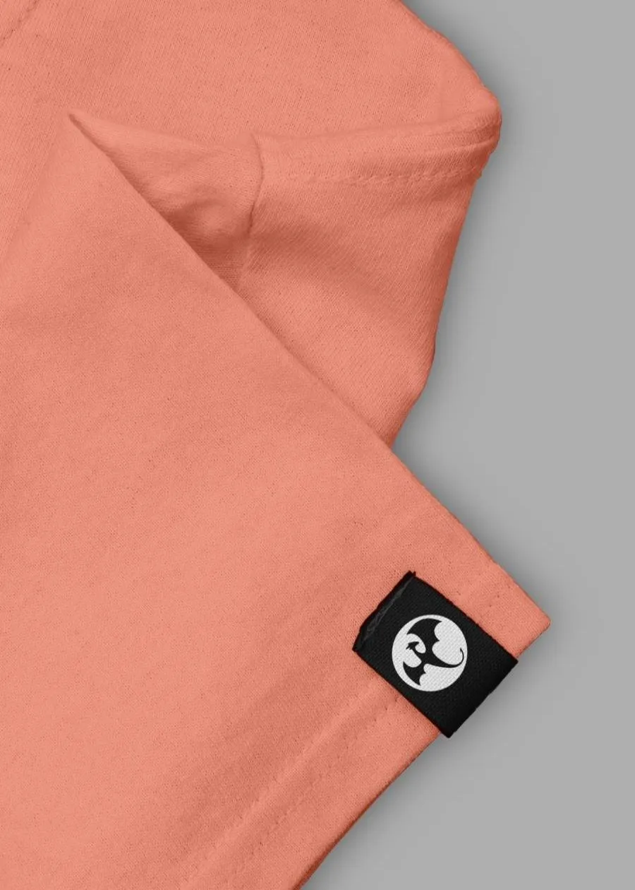 Solid Women Half Sleeve Crop Top - Salmon Pink