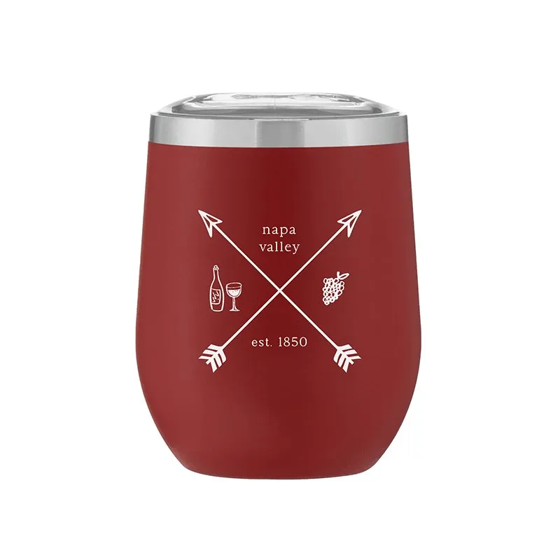 Stemless Stainless Steel Powder Coated Wine Cup Napa Valley Arrows