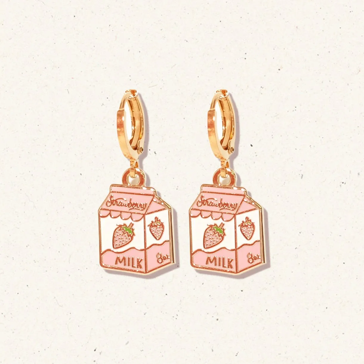 Strawberry Milk Huggie Hoop Earrings