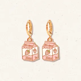 Strawberry Milk Huggie Hoop Earrings