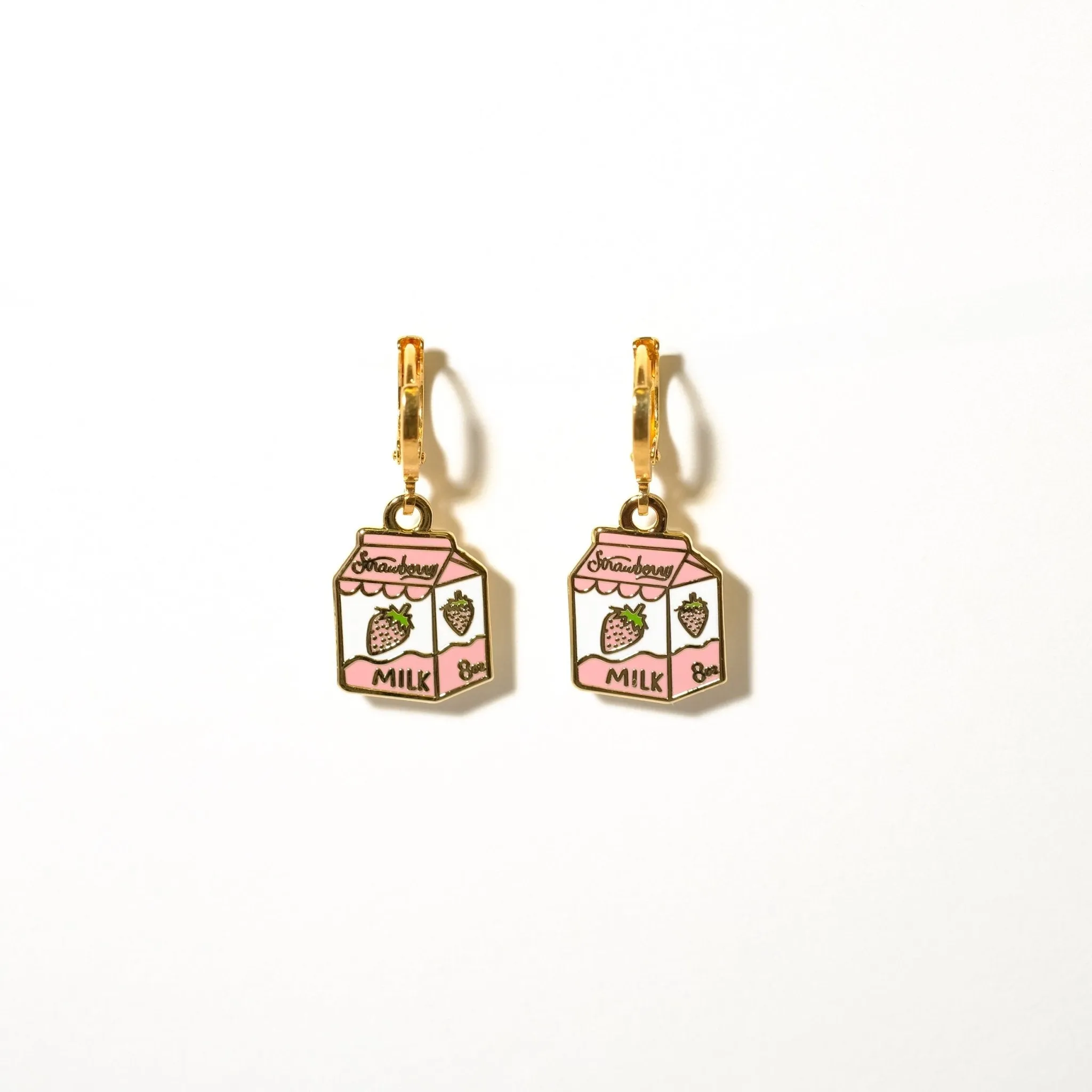 Strawberry Milk Huggie Hoop Earrings