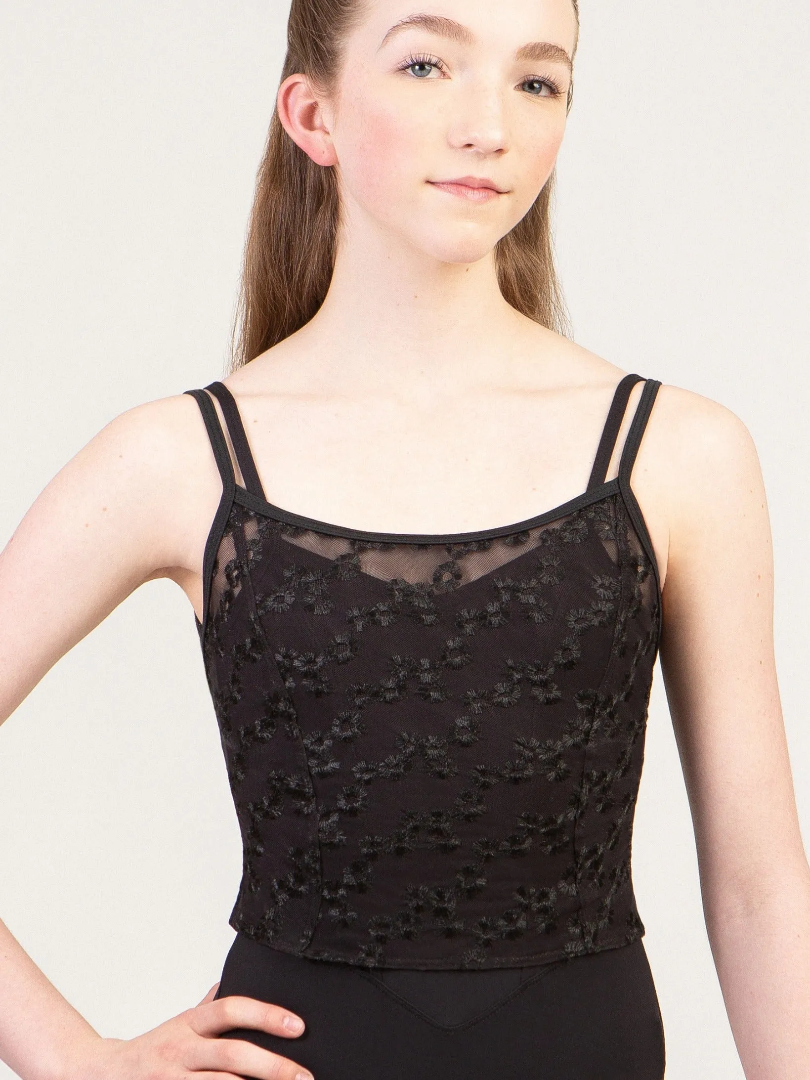 Suffolk "Daisy" Embroidered Camisole Crop Top