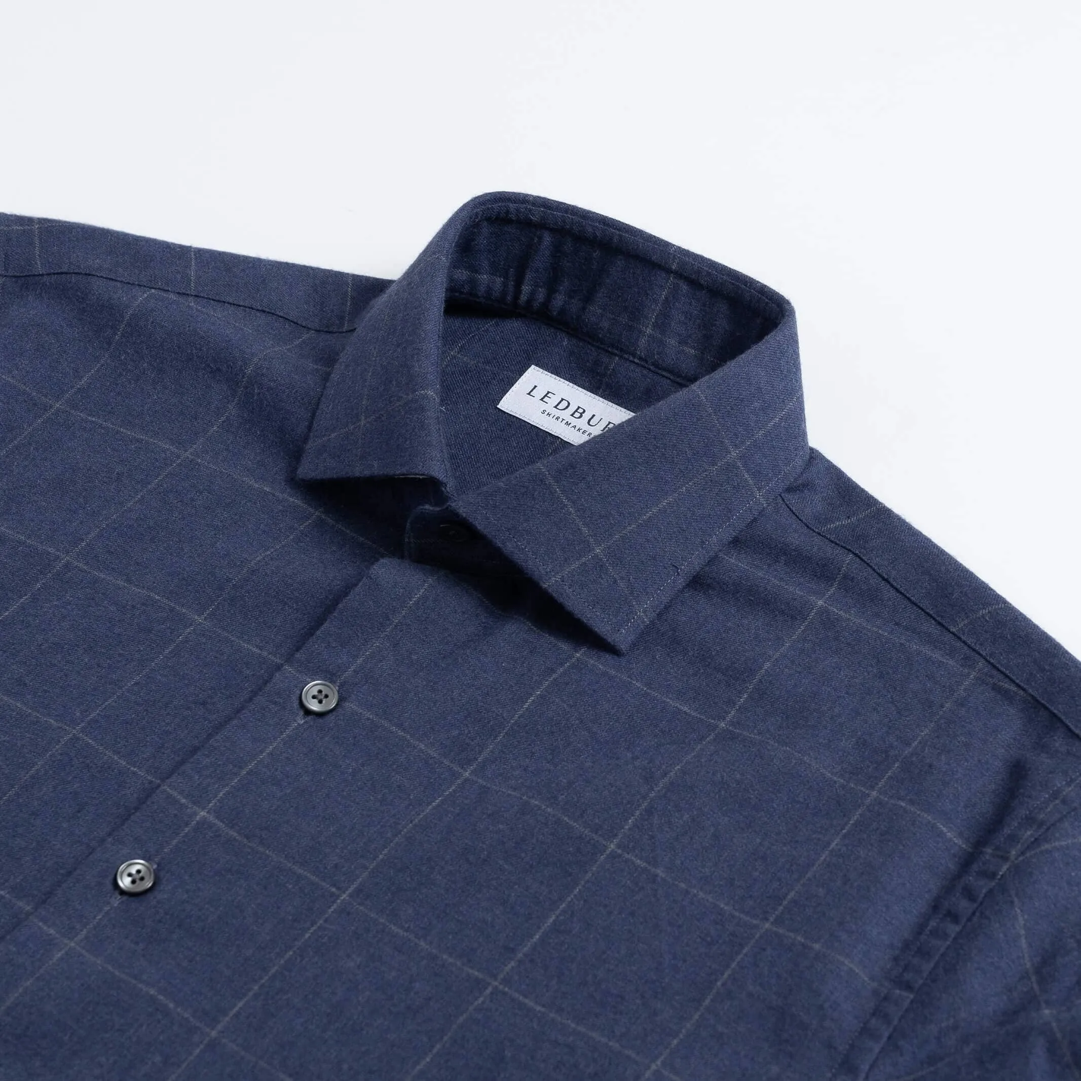 The Navy Heather Cardwell Cashmere Windowpane Custom Shirt