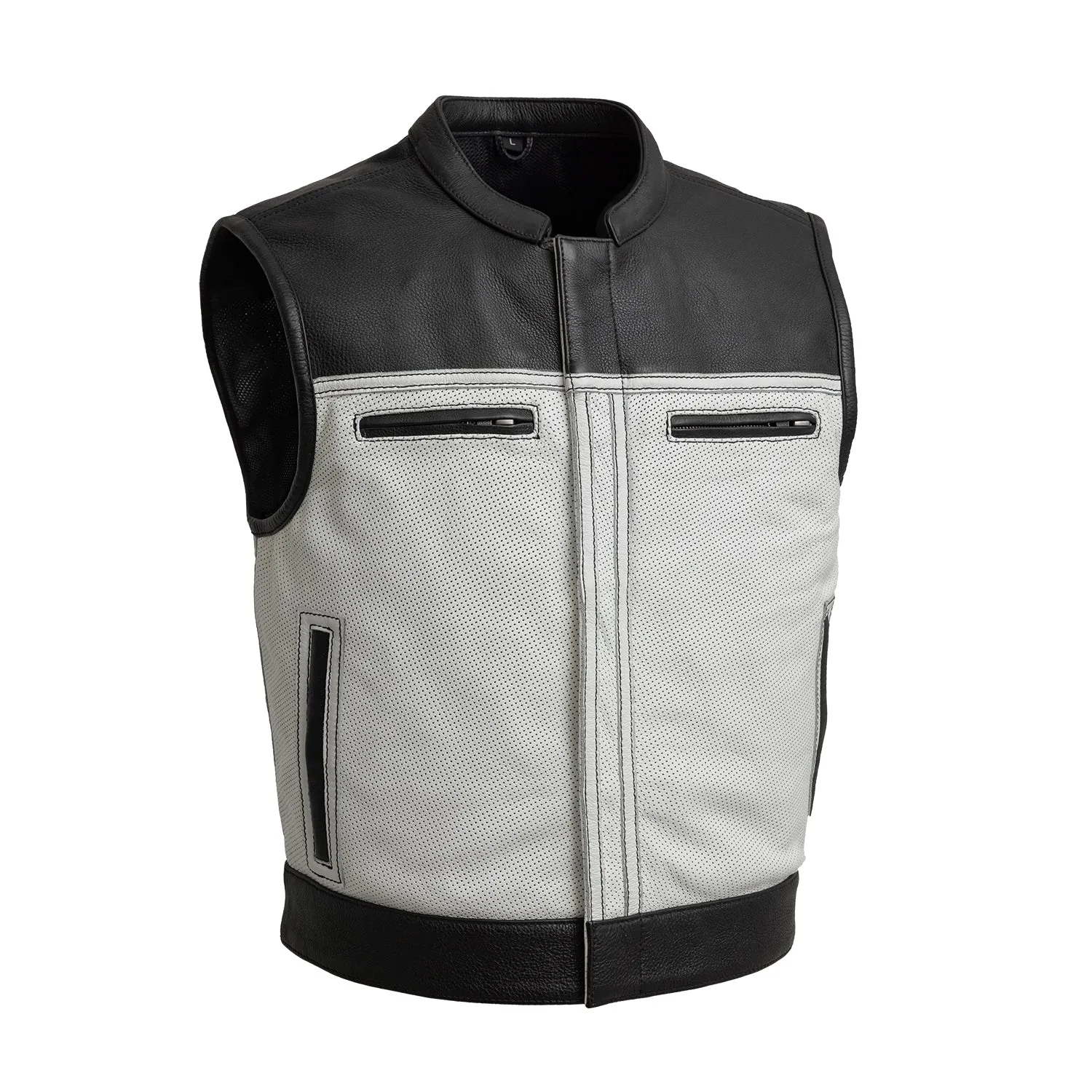 Two Tone Lowrider Perforated Men's Leather Vest